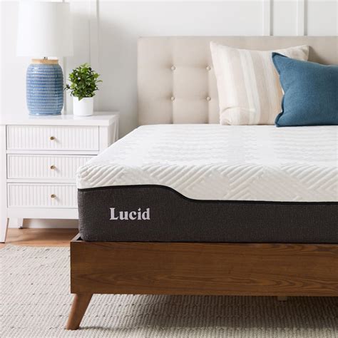 LUCID 12 Inch Hybrid Memory Foam Infused with Bamboo Charcoal and Aloe Vera-Encased Spring ...