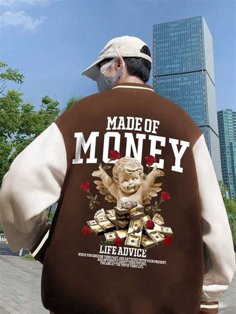 Dark Brown Oversized Back Print Varsity Jacket For Mens – shoppingfactory23