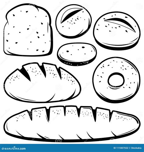 Collection of Different Kinds of Bread. Vector Illustration Stock ...