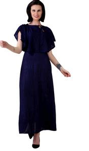 Cafecon Women Maxi Blue Full Length Dress - Buy Cafecon Women Maxi Blue ...