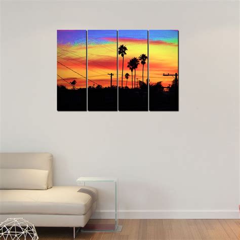 999STORE Multiple Frames Sun Set Yellow Sky Art Panels Like Painting ...