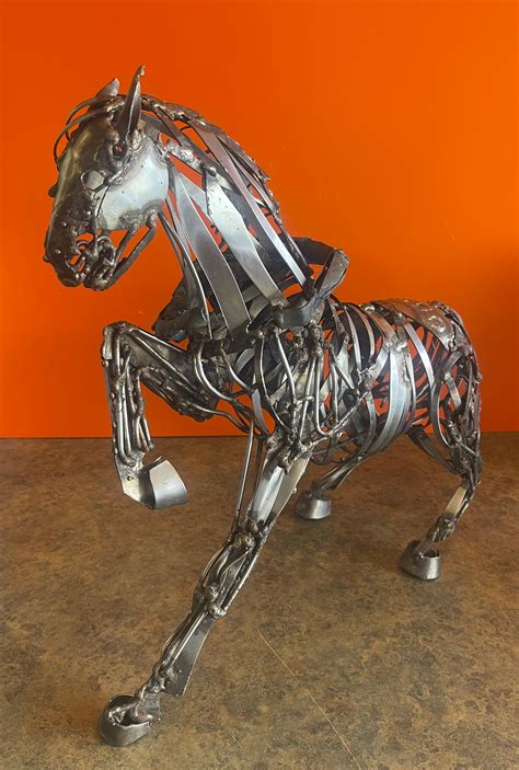 Welded Metal Horse Sculpture by J. Rivas in the Style of Jiang Tie-Feng For Sale at 1stDibs ...