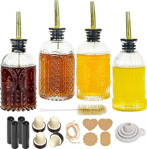 PADUKU Syrup Dispenser Bottles for Coffee Bar, 7oz Simple Glass Syrup ...
