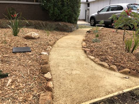 Native garden, deco granite path and rock edging | Coastal Landscapes