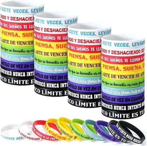 Amazon.com: Skylety 60 Pack Spanish Motivational Rubber Wristbands ...