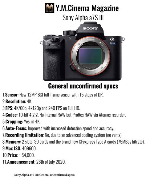 Sony Alpha a7S III mirrorless camera rumored specifications - Photo Rumors