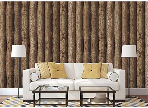 JAAMSO ROYALS Vinyl Wood Tree Trunks Log Cabin Wallpaper for Home (200 ...