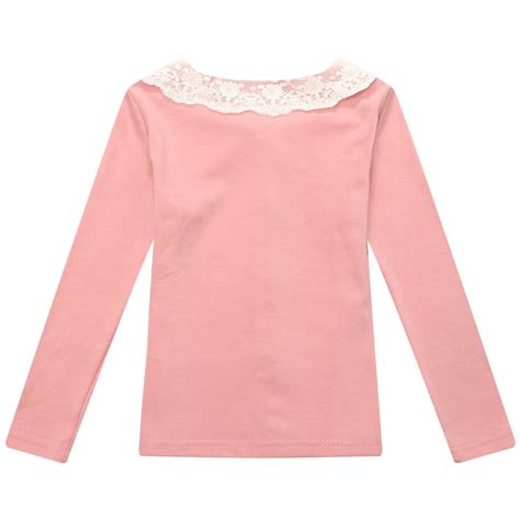 Buy Little Girls Pink Solid Colored White Lace Detail Cardigan 5/6 ...