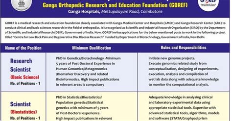 GOREF Genomics/Bioinformatics/Biostatistics Scientist/Project Openings ...