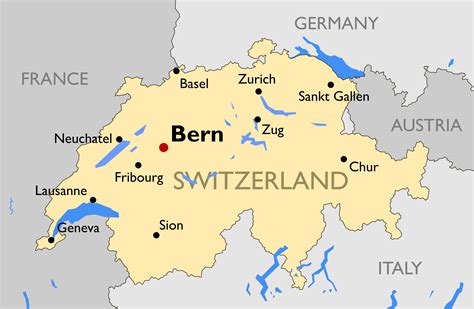 Map of Switzerland - Guide of the World
