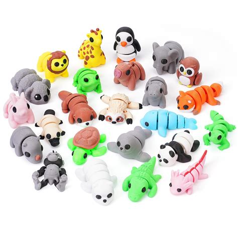 Snapklik.com : 24PCS Mini 3D Printed Animals Articulated Flexible Toy ...