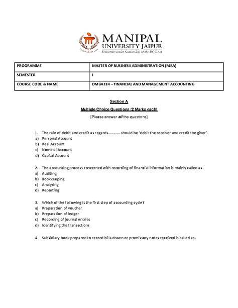 671598438 MQP MBA Sem1 Financial and Management Accounting DMBA104 ...