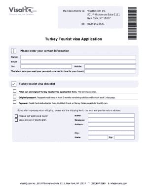 Turkey Tourist Visa Application Form - Blank Fillable Template | Fill ...