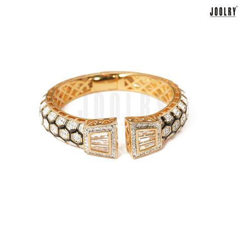 Black Enamel Baguette Kada – JoolryIndia