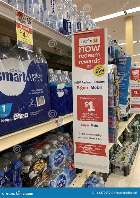 Sign Announcing Exxon Mobil Now Participating in Just for U Customer Rewards Program at Shaws ...