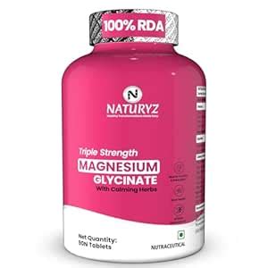 NATURYZ Triple Strength Magnesium Glycinate 2000mg & Calming Herbs for ...
