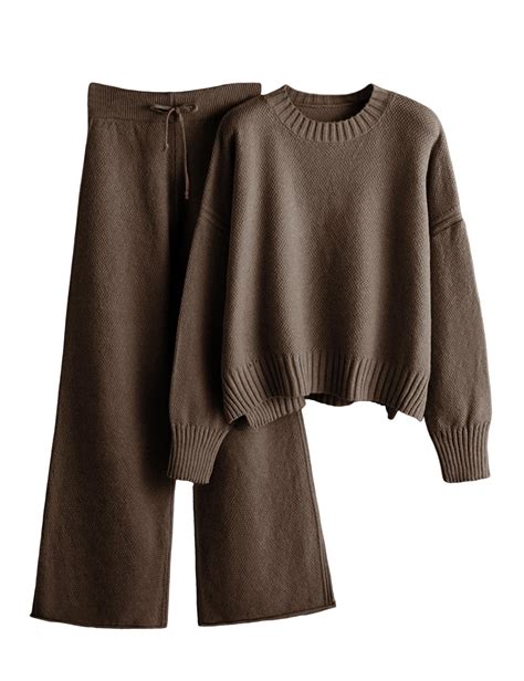 Zaxqunty 2 Piece Outfits for Women Sweater Sets Knit Long Sleeve Tops ...