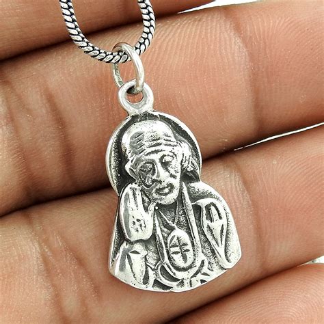 Shirdi Sai Baba Solid 925 Sterling Silver Pendant – Silver Mantra
