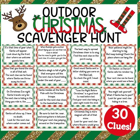 Outdoor Christmas Treasure Hunt丨christmas Scavenger Hunt Cards丨 ...