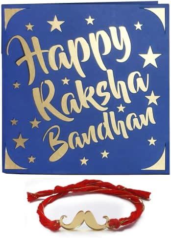 SVM CRAFT® Rakhi greeting bard with mustache rakhi Happy Raksha Bandhan ...