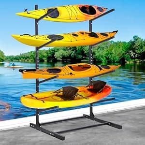 Oxphanor Freestanding Kayak Rack and SUP Outdoor Storage Rack-4 Levels ...