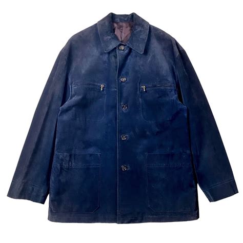 vintage HERMES purple navy color leather coverall jacket | NOIR ONLINE