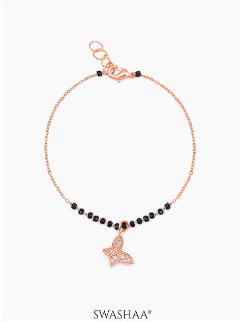 Buy Eva Butterfly Rosegold Plated Mangalsutra Bracelet - Women's ...