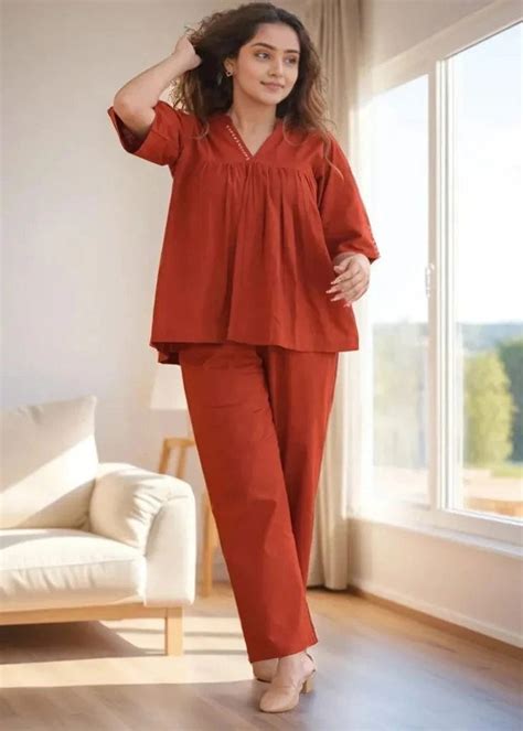 Rustic Orange Flared Top Co-Ord Set – AnokhiVastra