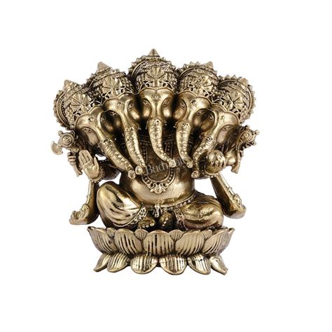 Brass Superfine Intricate Panchmukhi Ganesha Idol - 3.5" – Budhshiv.com