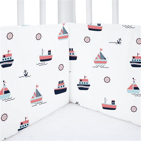 Yacht Poodle Cot Bumper - Organic Cotton | The White Cradle