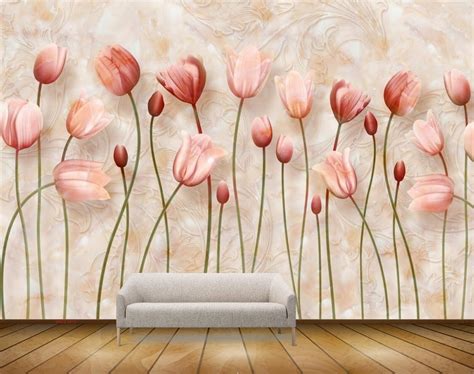 Avikalp MWZ1970 Peach Tulips Flowers 3D HD Wallpaper – Avikalp ...