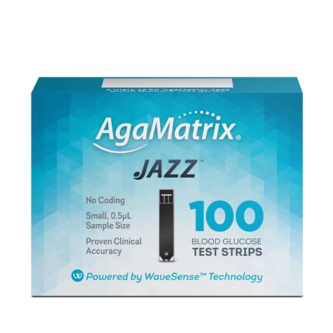 Agamatrix Jazz Blood Glucose Test Strips 100 Count Test Strips ...