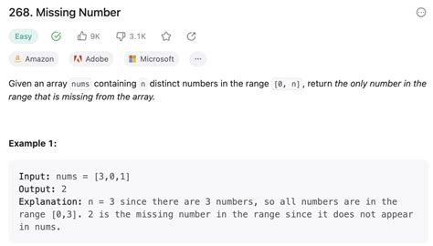 268 Missing Number Java 的图像结果