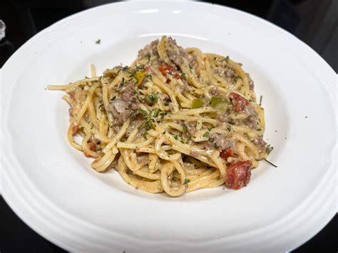 Creamy Italian Spaghetti & Ground Beef – Catherine's Plates