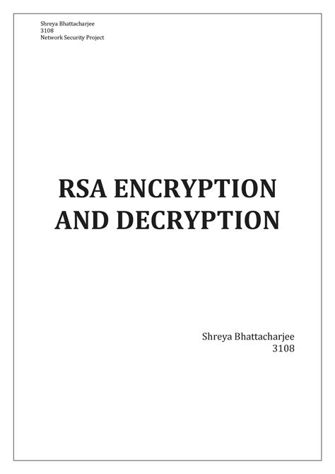 Networksecurity project - 3108 Network Security Project RSA ENCRYPTION ...