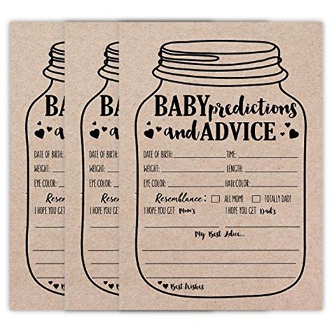 50 Mason Jar Baby Shower Prediction and Advice Cards India | Ubuy