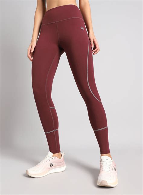 Buy Women's Brown Absolute Fit Solid Running Tights Online in India ...