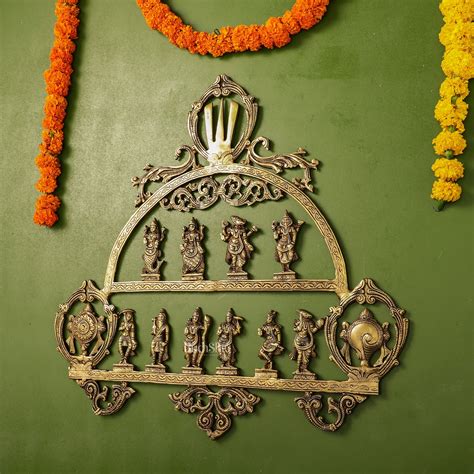 Buy Brass Vishnu Dashavatar with Shankh Chakra and Namah Wall Hanging ...