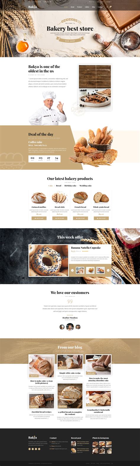 Bakya - Cake and Bakery Food Store Psd Template Theme | Bakery website ...