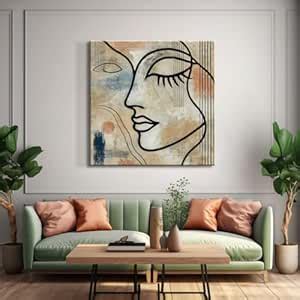 999STORE Abstract Female Face Canvas Painting - Modern Wall Art for ...