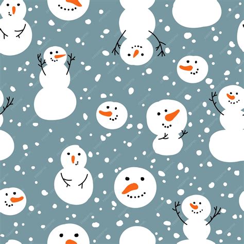 Premium Vector | Vector seamless pattern with snowman snow winter ...