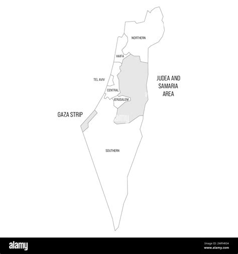 Israel political map of administrative divisions - districts, Gaza ...