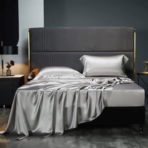 Amazon.com: YOUR MOON 100% Mulberry Silk Sheets Set King Size 4 Pcs, 25 ...