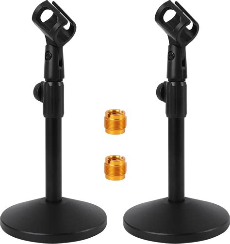 Amazon.com: Hoteam 2 Pcs Desktop Microphone Stand Adjustable Table Mic ...