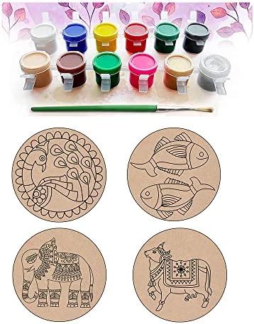 Vibhansh Creations DIY Wooden Mandalas Paint Kit A | DIY Mandala ...