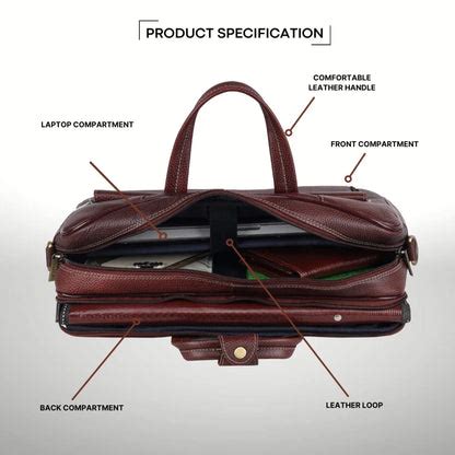 SPENCER Leather Laptop Bag for Men | Brown Messenger Laptop Bag – WILDHORN