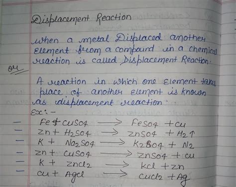 define displacement reaction with suitable example - Brainly.in