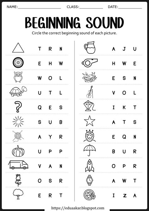 Beginning Sound Worksheet 的图像结果