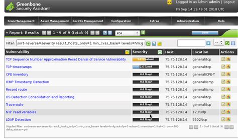 OpenVAS Scan 的图像结果