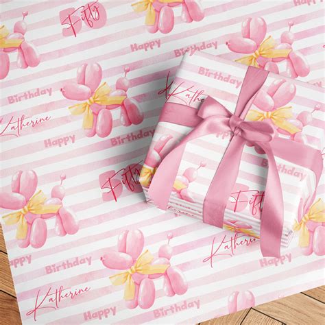 Pink Animal Balloon Birthday Gift Wrapping PaperPink & Posh